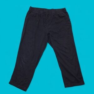 32 Degrees Cool Linen Blend Crop Pants XL Black Drawstring Waist Casual Comfort